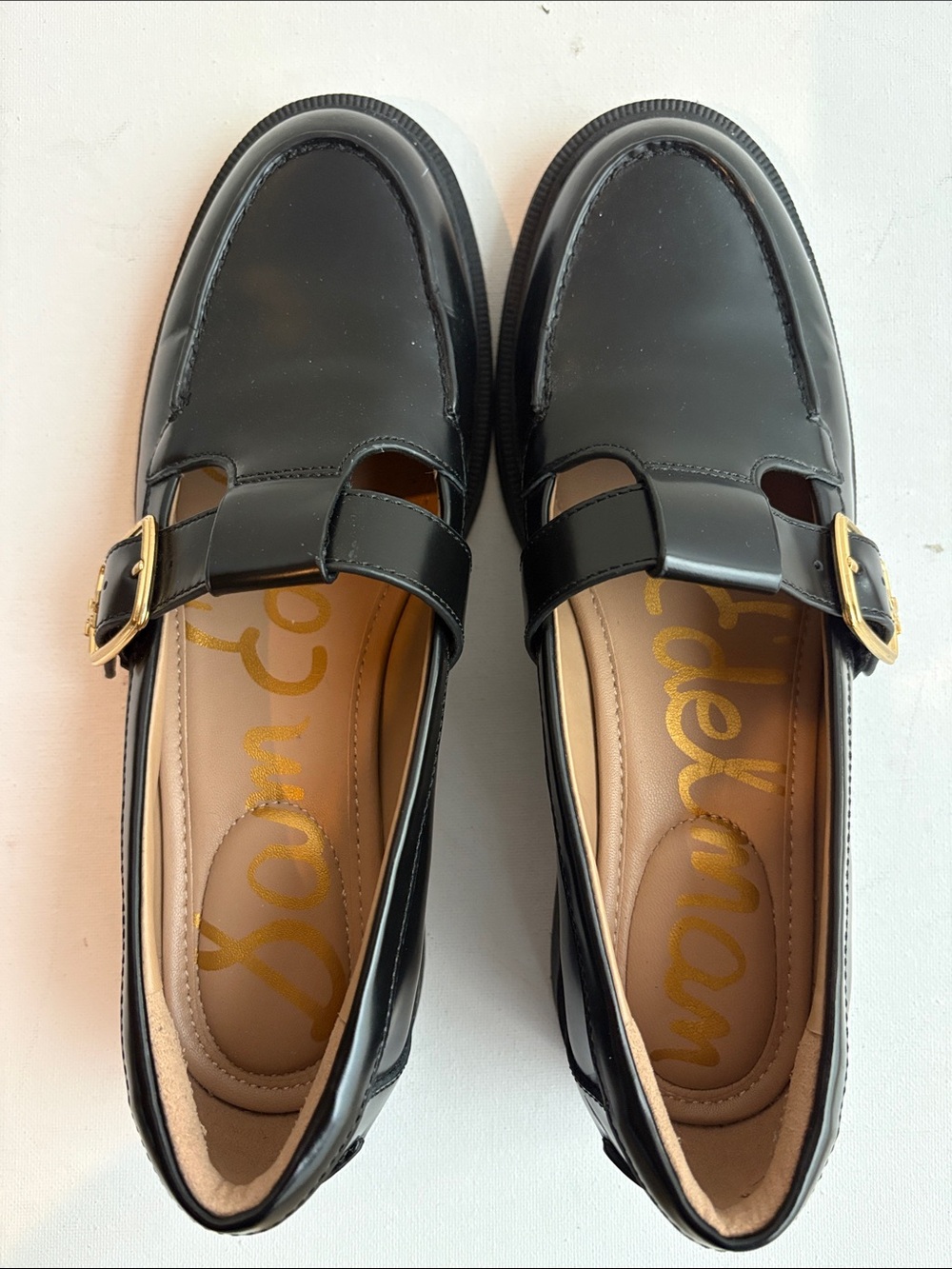 Sam Edelman Elaina Black Leather T-Strap Loafers 6.5 - Picture 7 of 10
